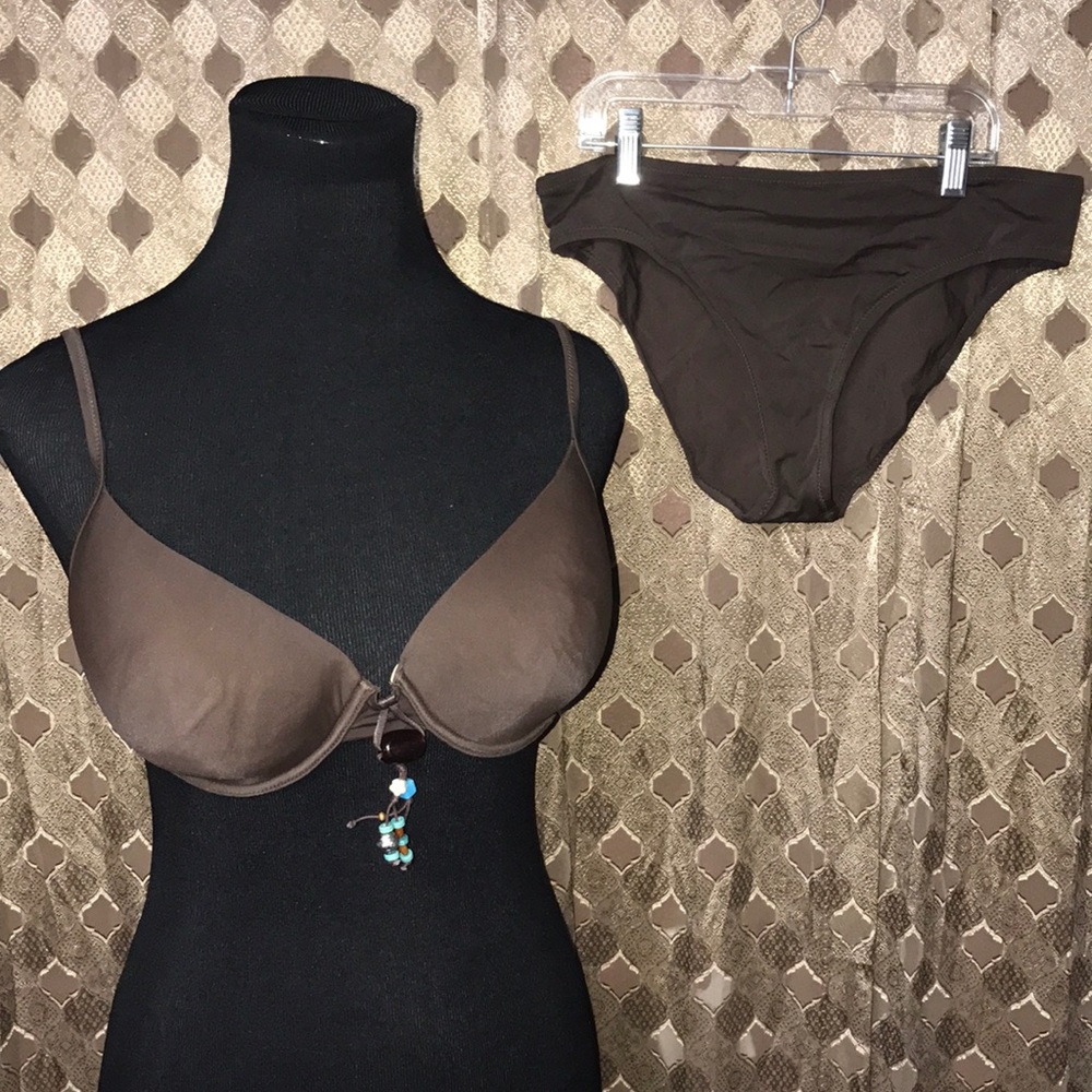 Brown bikini with blue beading. NWOT